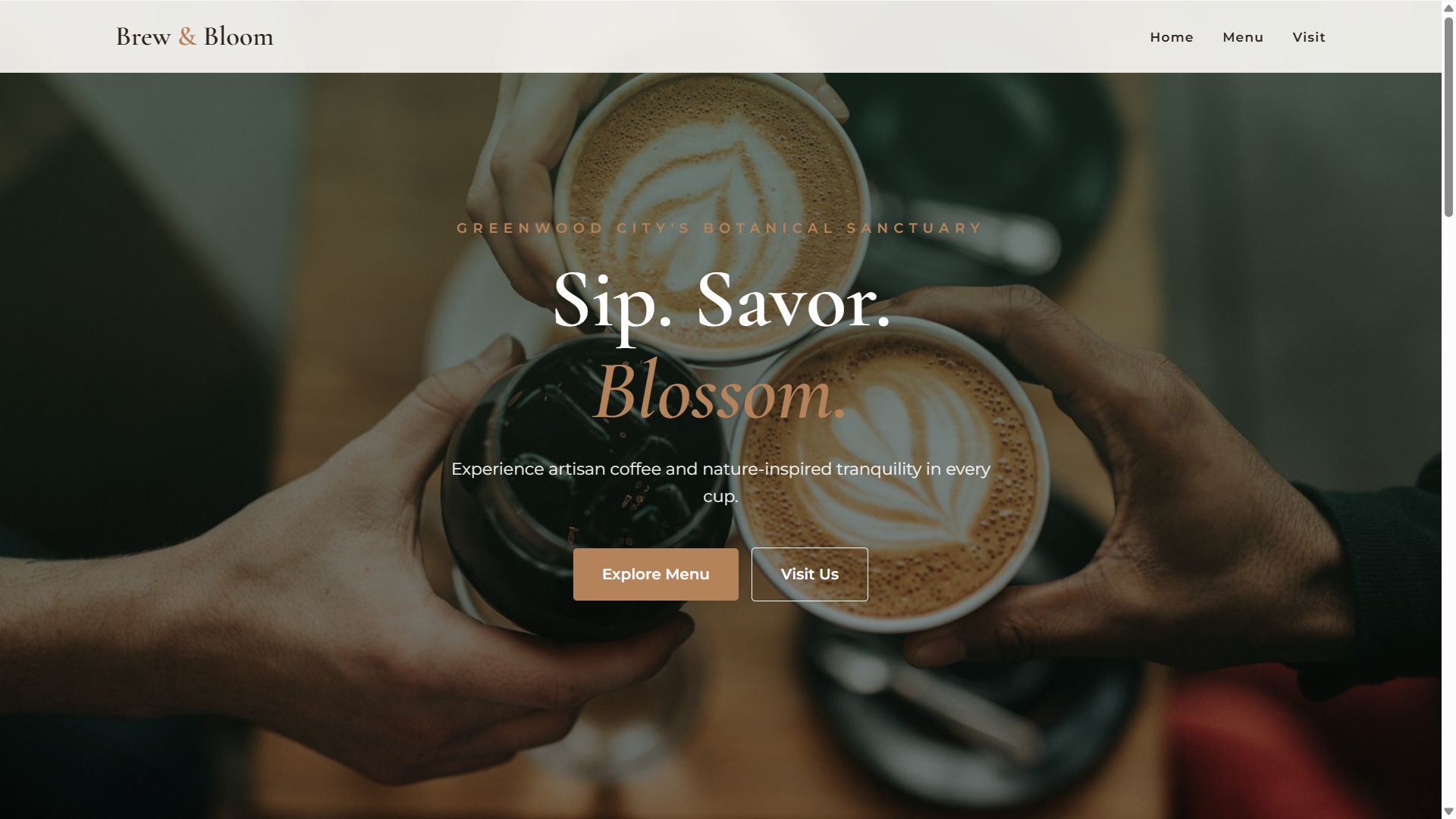 Brew & Bloom Coffee Shop Website